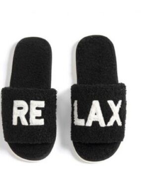 Shiraleah Black and Cream Fuzzy Slide Slippers Size 9/10